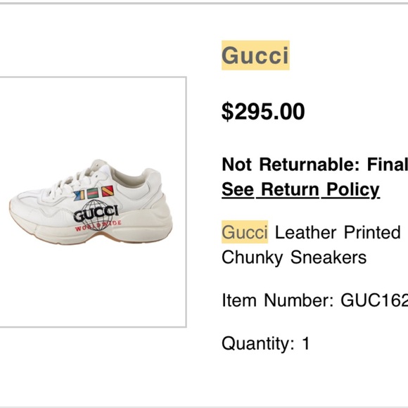 Gucci Rython Leather Low Top Chunky Sneakers Size 8 or 8.5 - Picture 5 of 5